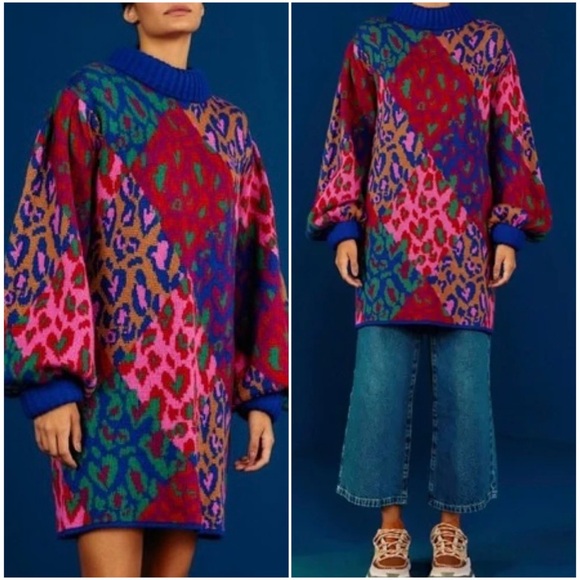 FARM Rio Mixed Leopard Pop Sweater Dress - Picture 2 of 11
